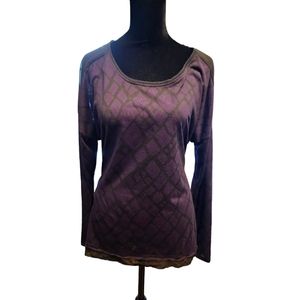 Simply Vera Wang Burnout Jersey Top Purple and Black Size Medium